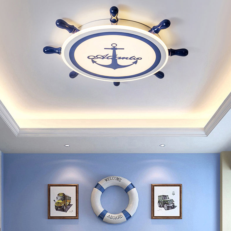 Plafonnier LED bleu en acrylique pour chambre d'enfant, luminaire décoratif de plafond pour chambre d'enfant