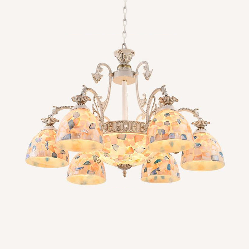 Vetro colorato in vetro e soffitto oro lampadario cupola 3/5/9 luci illuminazione a sospensione tiffany
