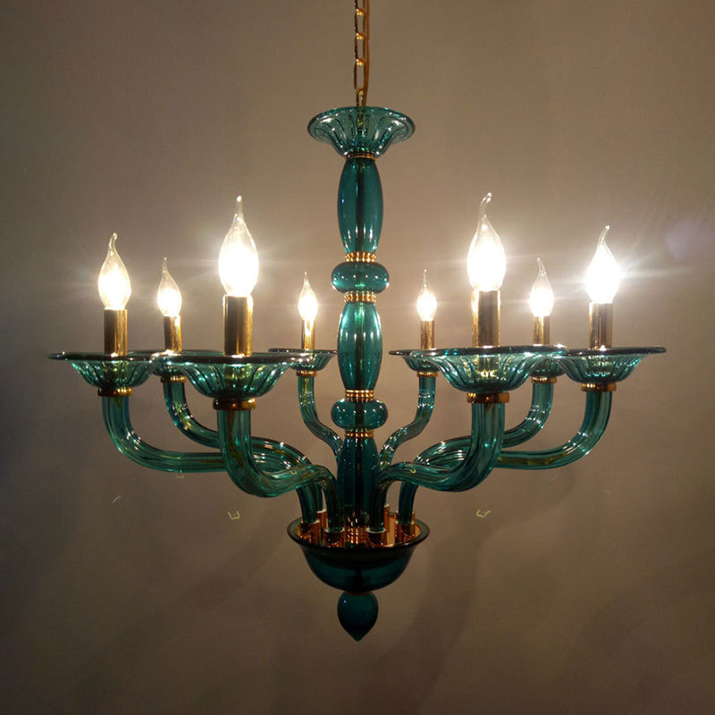 Metal Starburst Chandelier Iluminación Vintage 6/10/11 Bulbos de la sala de estar Luz de colgante en blanco/verde