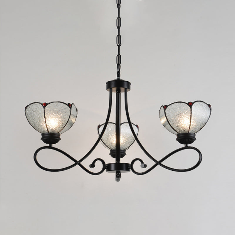 Lampada del lampadario smerlata Tiffany 3/6/8 Luci in vetro smerigliato in vetro in nero