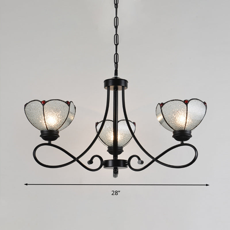 Lampada del lampadario smerlata Tiffany 3/6/8 Luci in vetro smerigliato in vetro in nero