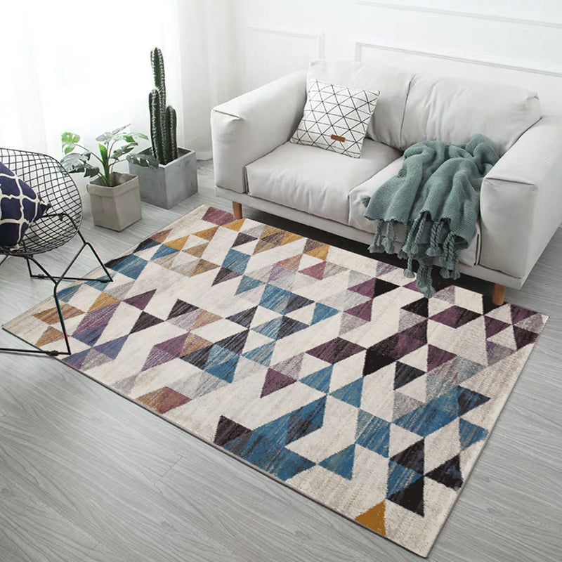 Modern Rug Polyester Geometric Carpet Non-Slip Backing Indoor Rug for Living Room