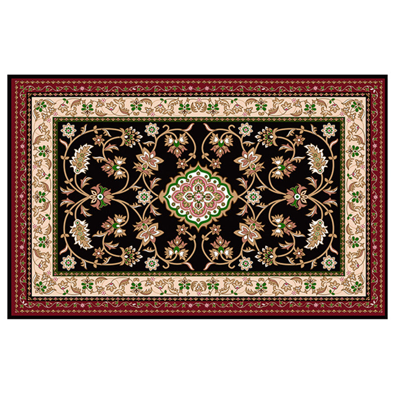 Elegante donkere kleur nostalgie tapijt polyester bloem binnen tapijt kleurbestendig vloerkleed voor woningdecoratie