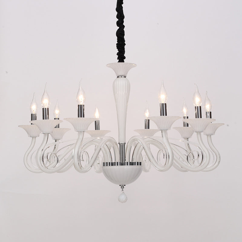 Candelera colgante de brazo curvado tradicional 6/8/10 cabezas blancas/negras/azul techo de techo colgante con diseño spuntik