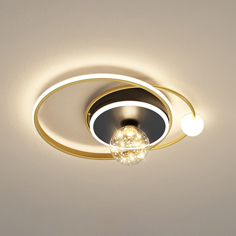 Luz de techo empotrada geométrica negra y dorada, luz empotrada LED estrellada de vidrio transparente modernista