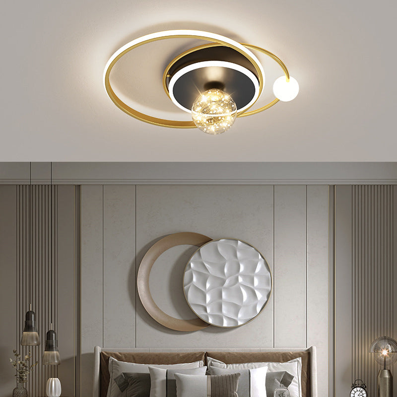 Luz de techo empotrada geométrica negra y dorada, luz empotrada LED estrellada de vidrio transparente modernista