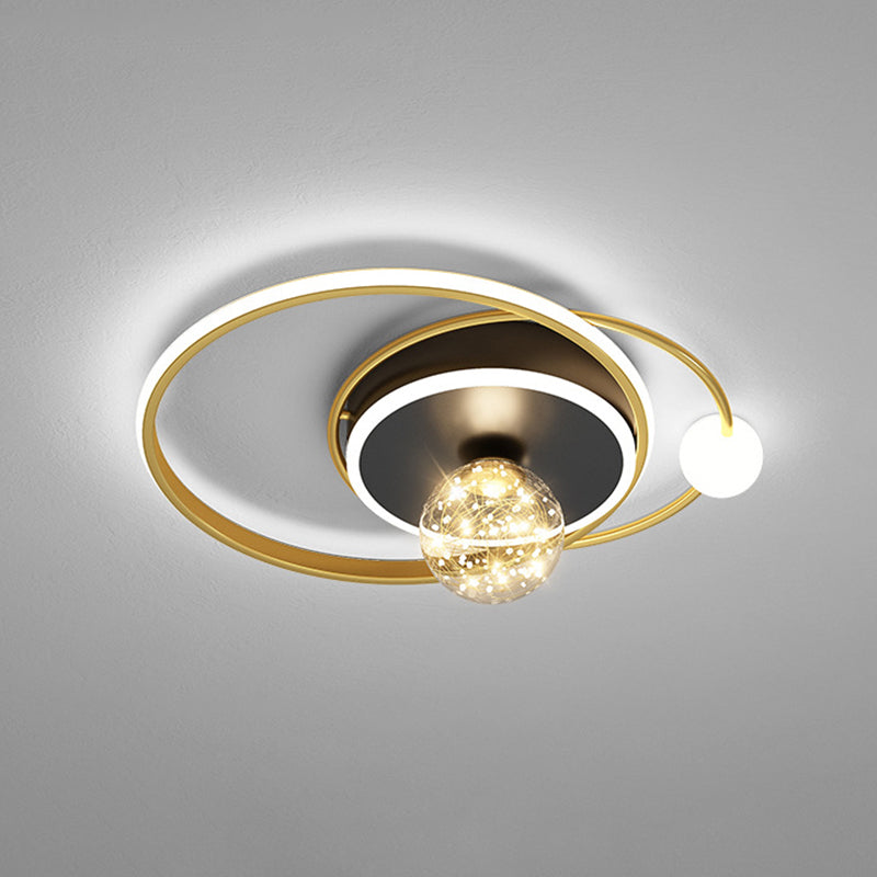 Luz de techo empotrada geométrica negra y dorada, luz empotrada LED estrellada de vidrio transparente modernista