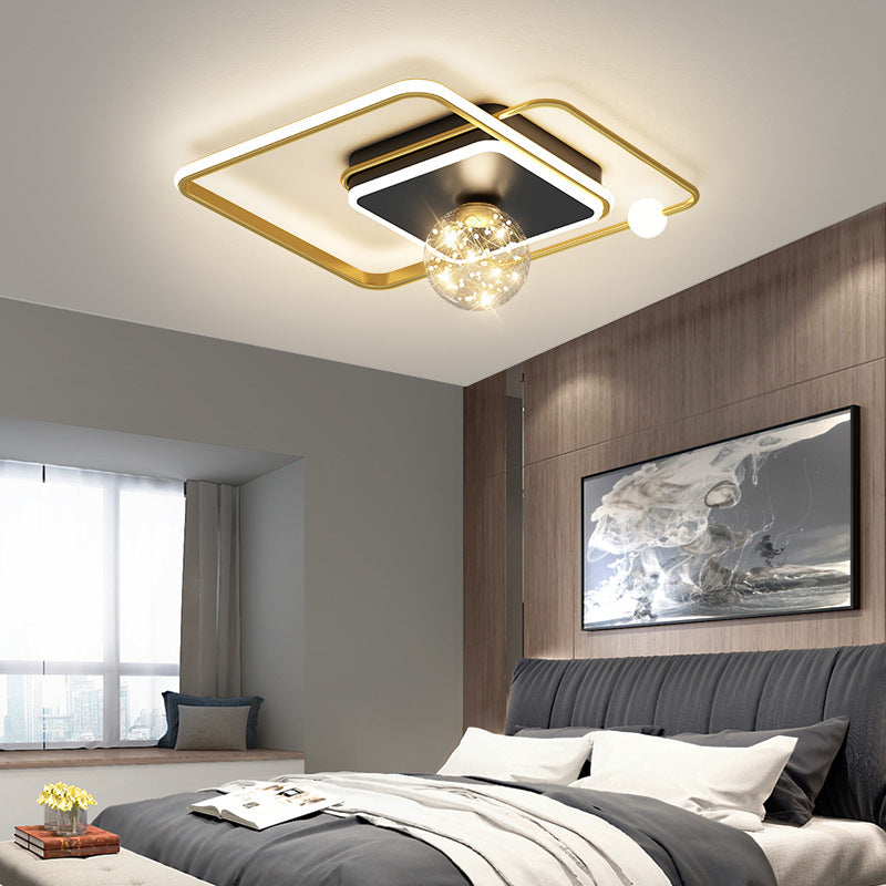 Luz de techo empotrada geométrica negra y dorada, luz empotrada LED estrellada de vidrio transparente modernista
