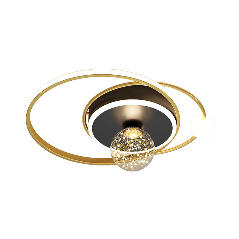 Luz de techo empotrada geométrica negra y dorada, luz empotrada LED estrellada de vidrio transparente modernista