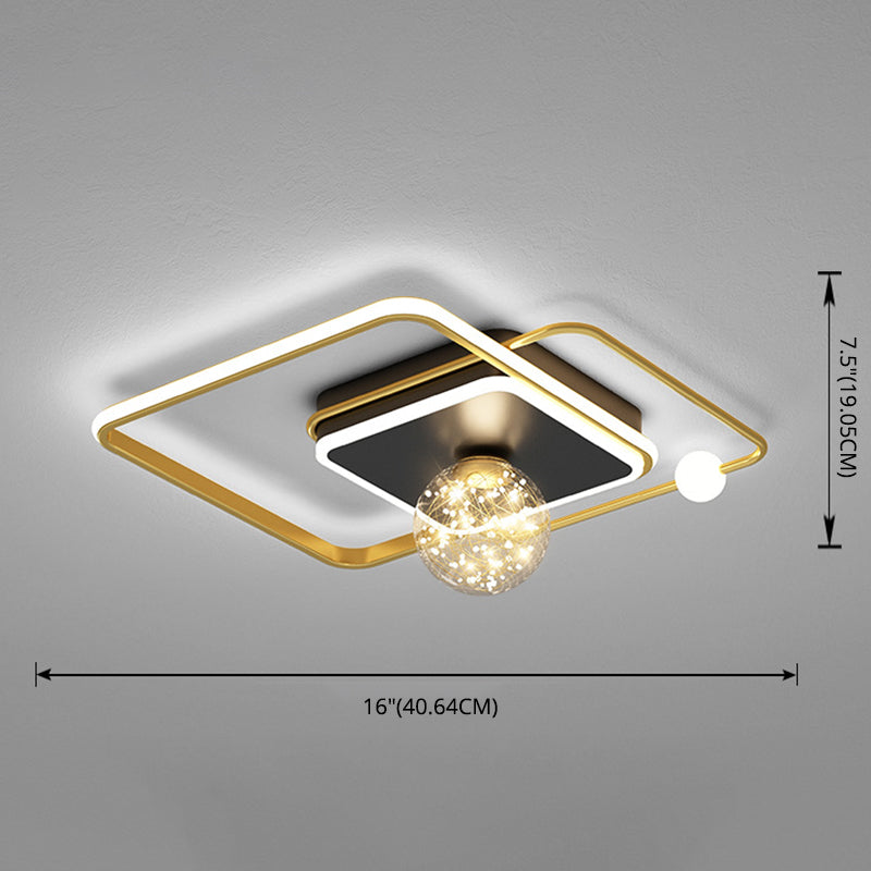 Luz de techo empotrada geométrica negra y dorada, luz empotrada LED estrellada de vidrio transparente modernista