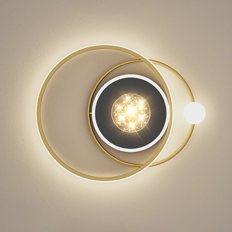 Luz de techo empotrada geométrica negra y dorada, luz empotrada LED estrellada de vidrio transparente modernista
