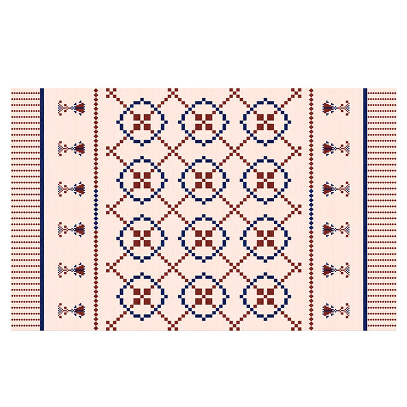 Tone abricot simple Tone bohème tapis de motif tribal polyester tapis de support sans glissement pour le salon