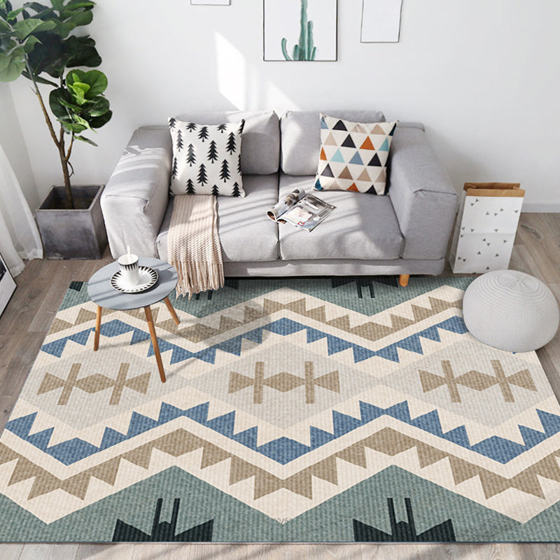 Bohemian Normatischer Stammesgebiet Teppichfarbe gemischte Polyester Teppich Anti-Rutsch-Rücken-Teppich für die Heimdekoration