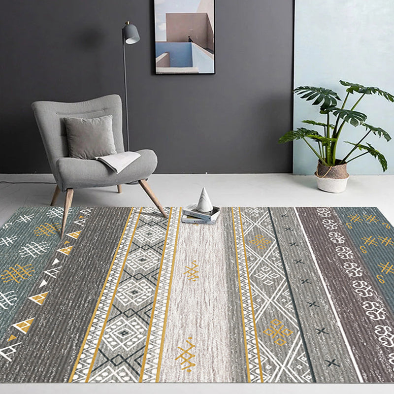 Bohemian Normatischer Stammesgebiet Teppichfarbe gemischte Polyester Teppich Anti-Rutsch-Rücken-Teppich für die Heimdekoration