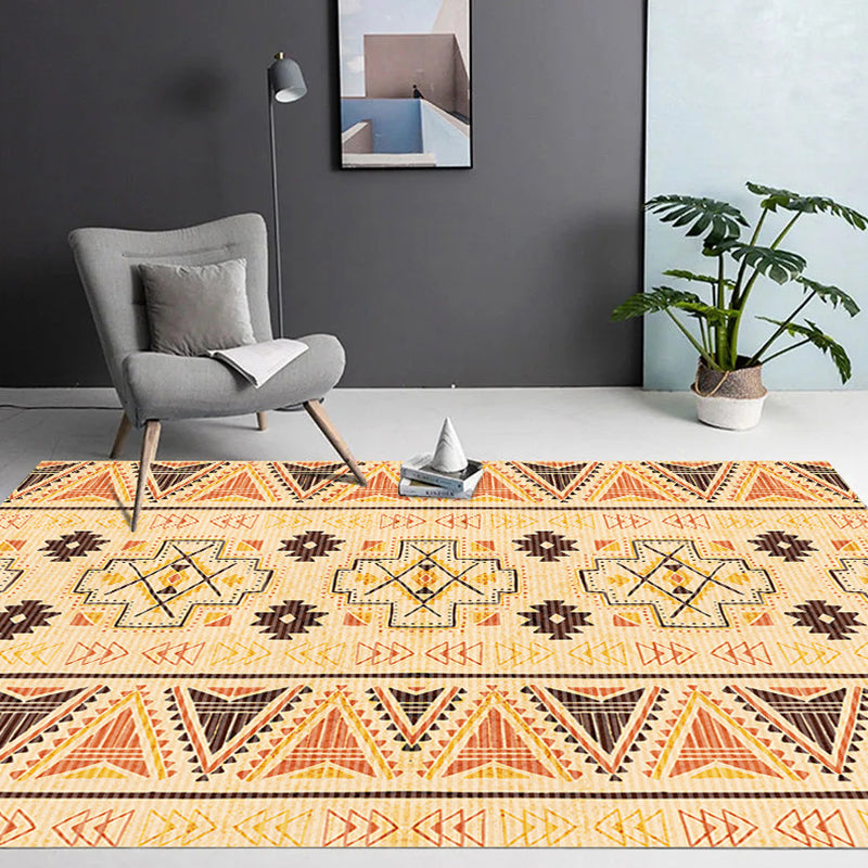 Bohemian Normatischer Stammesgebiet Teppichfarbe gemischte Polyester Teppich Anti-Rutsch-Rücken-Teppich für die Heimdekoration