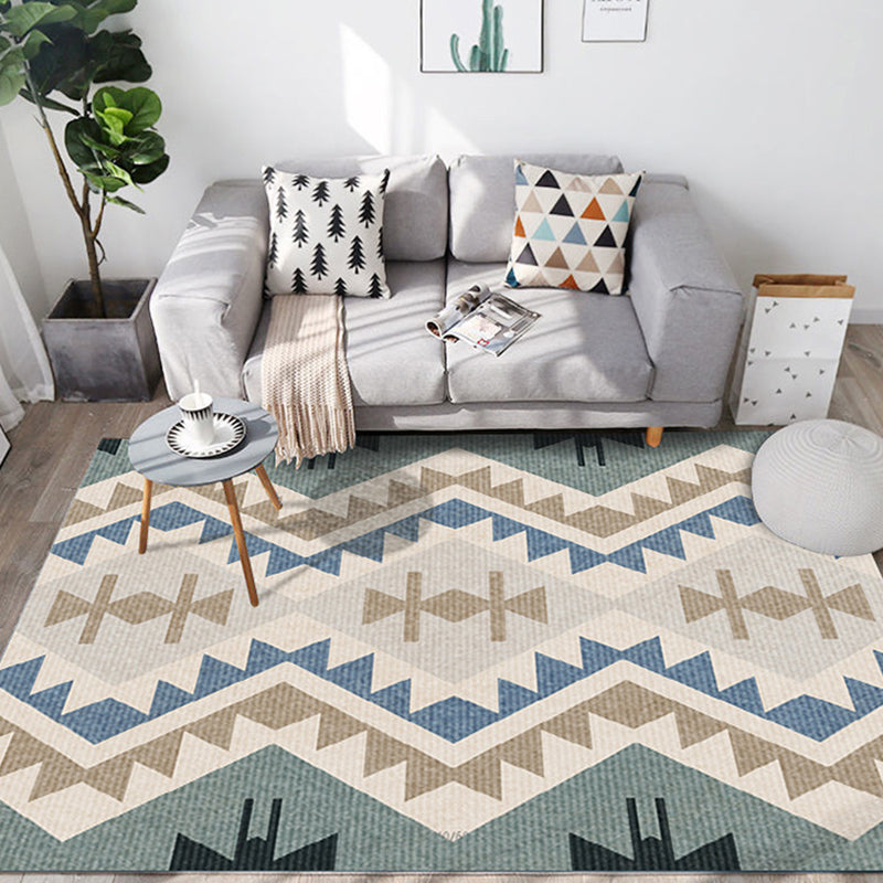 Bohemian Normatischer Stammesgebiet Teppichfarbe gemischte Polyester Teppich Anti-Rutsch-Rücken-Teppich für die Heimdekoration