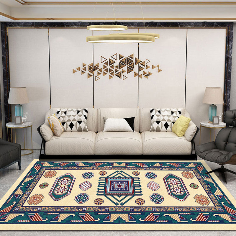 Bohemian Tribal Symbols Tapis Light Multicolor Polyester Area Tapis Tapis de support non glissant pour le salon