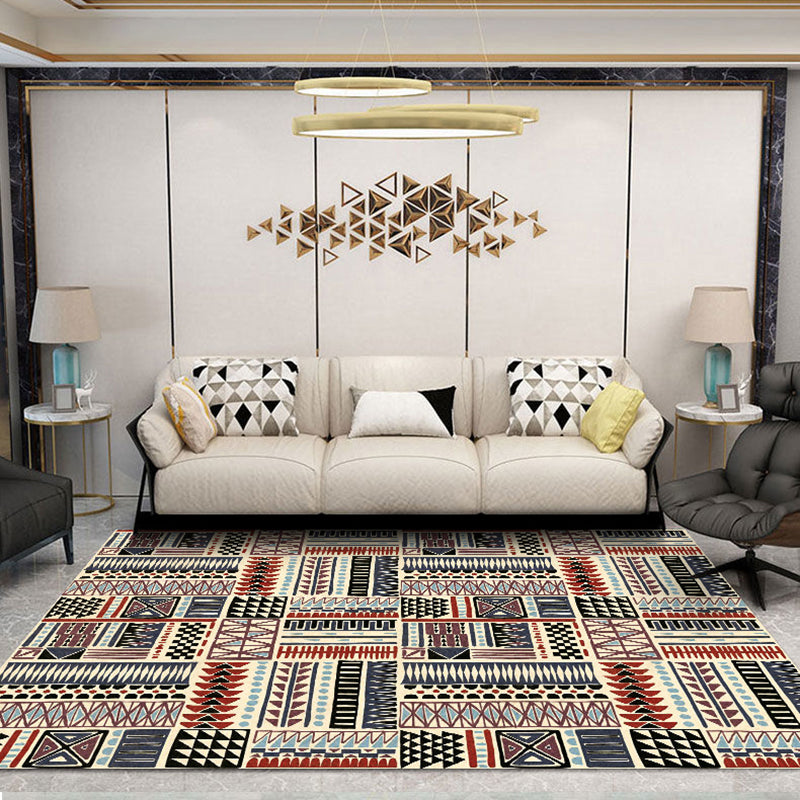 Bohemian Tribal Symbols Tapis Light Multicolor Polyester Area Tapis Tapis de support non glissant pour le salon
