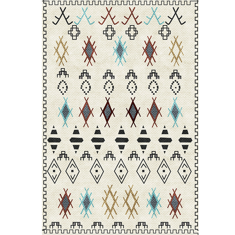 Multicolor Bohemian Area Carpet Polyester Tribal Classicism Indoor Rug Anti-Slip Backing Carpet for Living Room