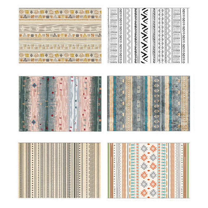Light Color Bohemian Area Carpet Polyester Southwestern Print Indoor Rug Anti-Slip Backing Carpet for Living Room
