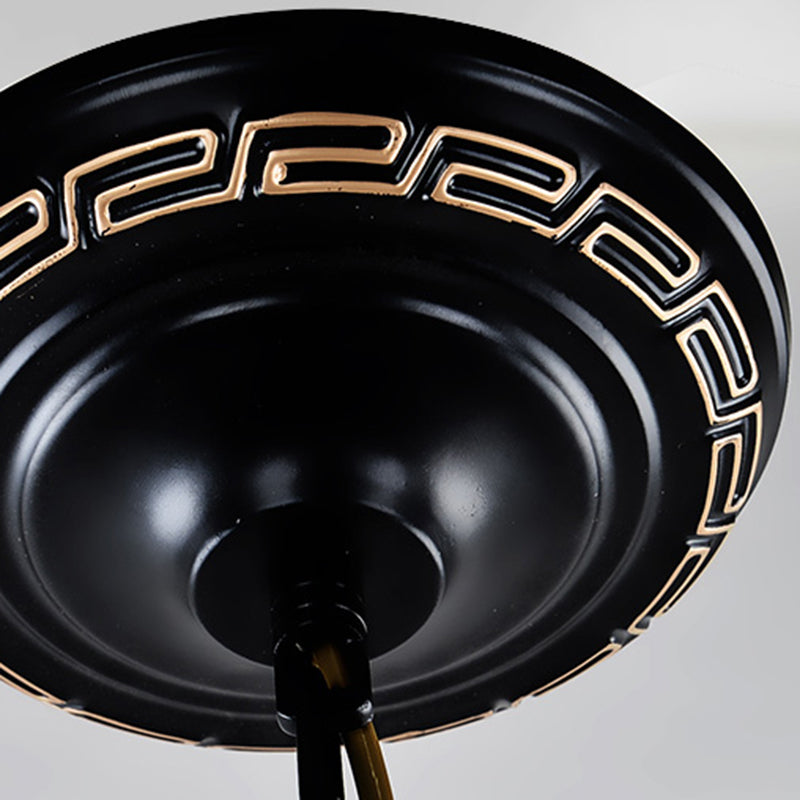 Cilindro nero sospeso lampadario Mediterraneo 4/6/9 luci Sospensione vetrata Sospensione Luce a sospensione