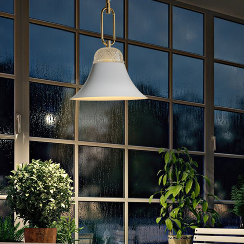 Bell Down Lighting Pendant Contemporary Metal 1 Light Dining Room Ceiling Light in White