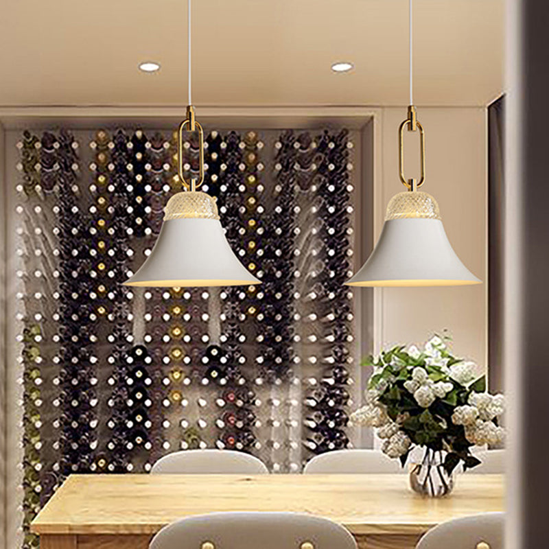 Bell Down Lighting Pendant Contemporary Metal 1 Light Dining Room Ceiling Light in White