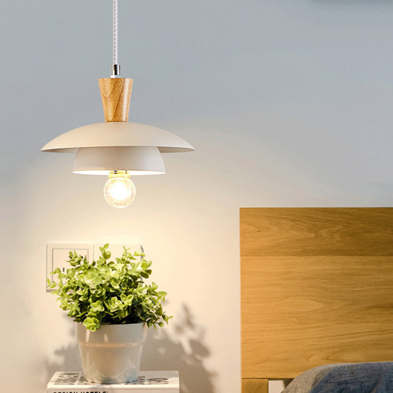 Metal Domed Suspension Lamp Modern Style 1 Light White Ceiling Pendant Light for Dining Room