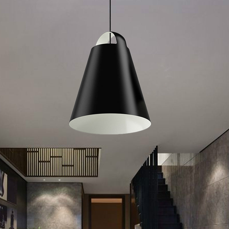 Modernist 1 Head Ceiling Light Black/White Trumpet Suspended Lighting Fixture with Metal Shade