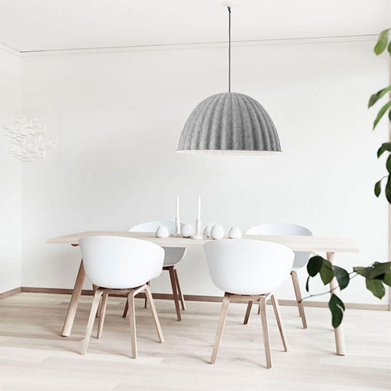 1 Head Living Room Pendant Light Modern Grey Ceiling Suspension Lamp with Bowl Metal Shade