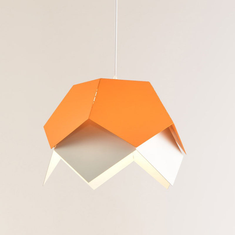 Geometric Metal Ceiling Light Contemporary 1 Light Yellow/Orange/Blue Pendant Lighting Fixture for Dining Room
