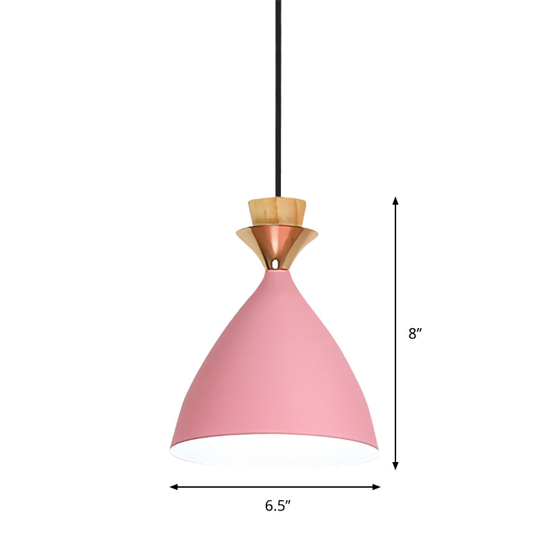 Pink Conical Pendulum Light Modern Style 1 Light Metal Hanging Lamp Kit for Living Room