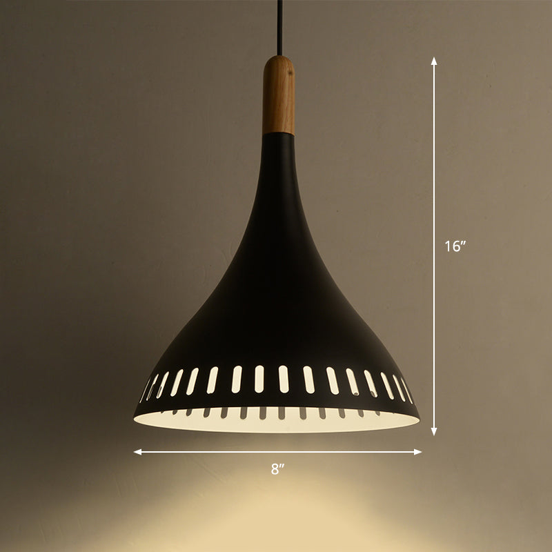 8"/12“ Wide Conical Metal Pendant Contemporary 1 Light Black Hanging Ceiling Light for Dining Room