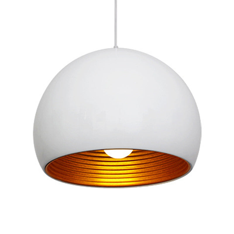 Globe Down Lighting Modernist Metal 1 Head Black/ White Ceiling Suspension Lamp, 10"/14" Wide