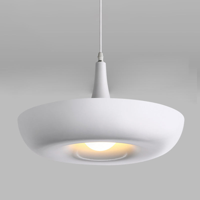Bowl Dining Room Pendant Lamp Metal 1 Light Modern Style Suspension Light in White