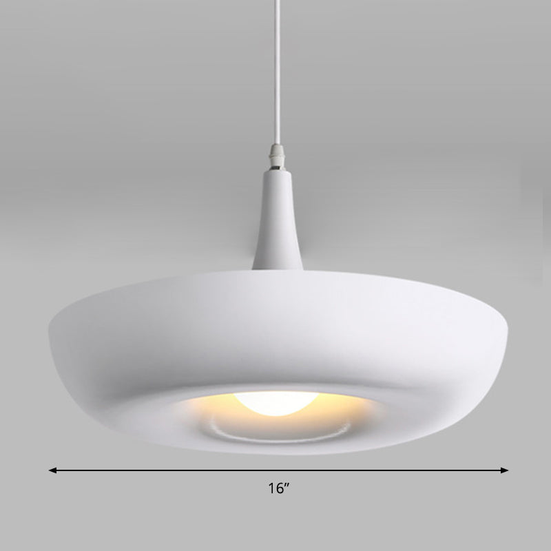 Lámpara colgante de comedor de comedor de tazón 1 luz de suspensión de estilo moderno en blanco