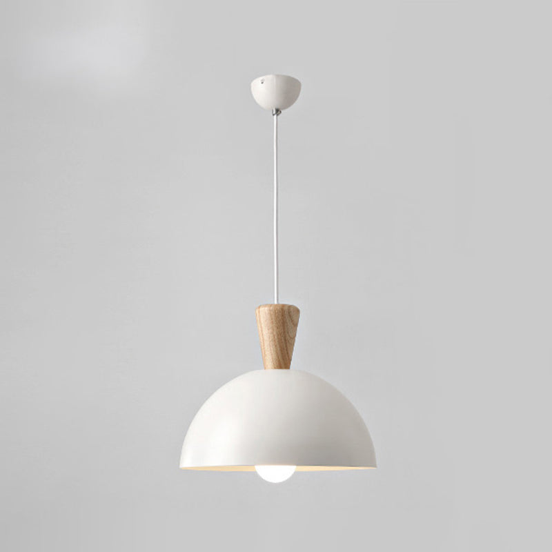 Domed Shaped Dining Room Drop Pendant Metal 1 Light Modern Style Ceiling Light in White/Pink