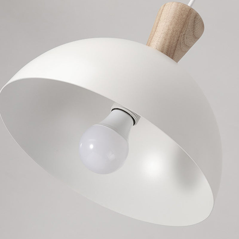Domed Shaped Dining Room Drop Pendant Metal 1 Light Modern Style Ceiling Light in White/Pink