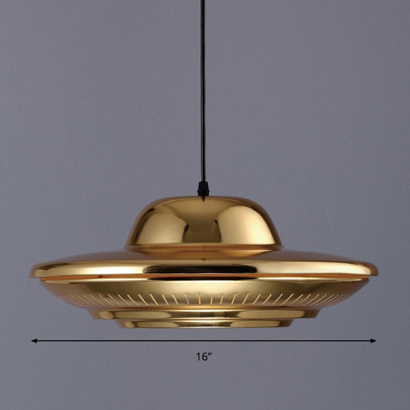Modern Saucer Pendant Lighting Fixture Metal 16"/18" Wide 1 Light Dining Room Hanging Light Kit in Gold