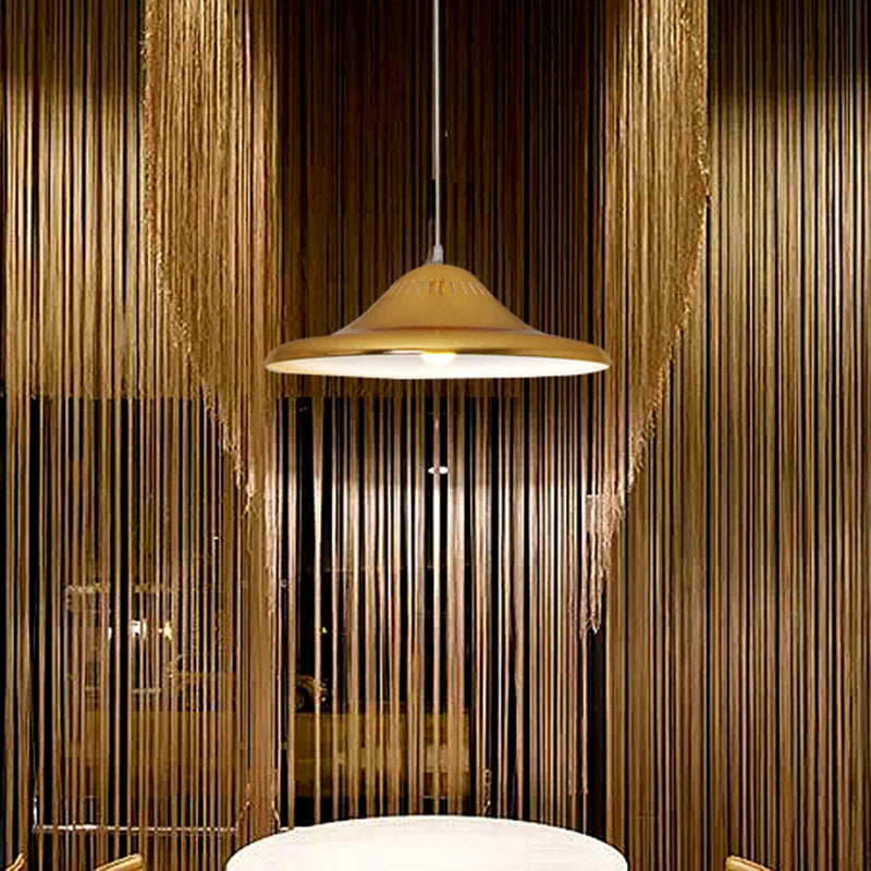 Modern Saucer Pendant Lighting Fixture Metal 16"/18" Wide 1 Light Dining Room Hanging Light Kit in Gold