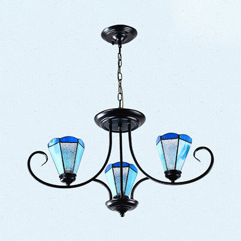 Black 3/6/8 LUCI BACCHIILE PERCHIELIER BLUI BLUI CONE GLASTRO CONE LUCE PENDANTE DI PENDANTE, 18 "/27,5" /32,5 "W