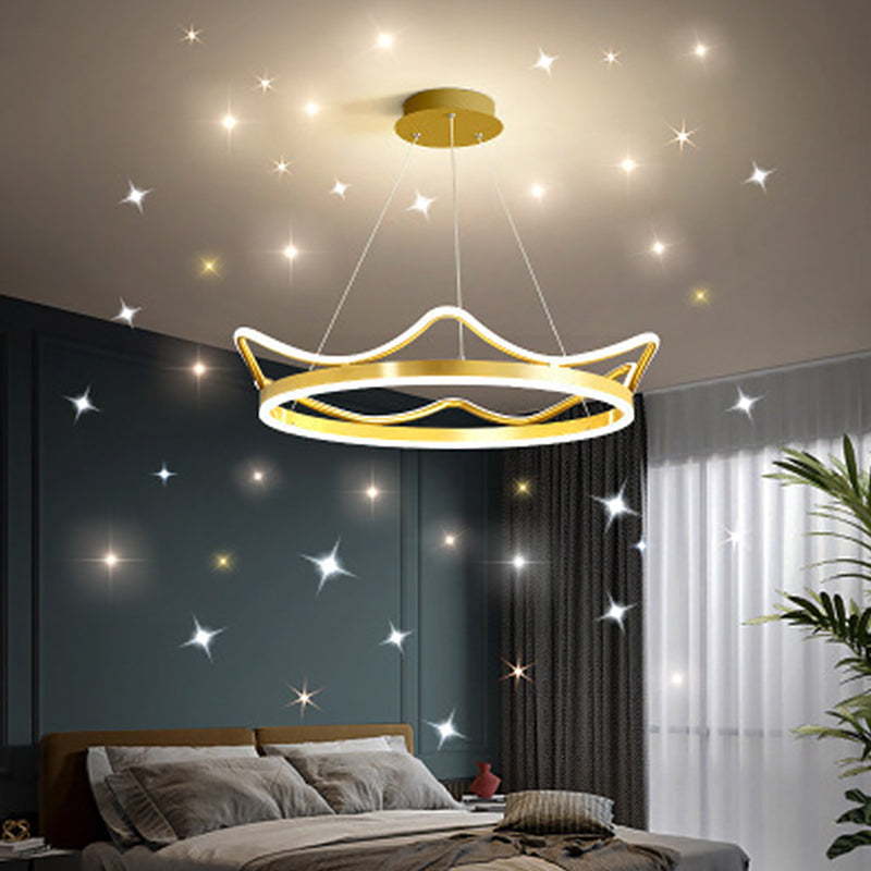 Ultra-modern Crown Pendant Lighting Fixtures Acrylic Hanging Lamp with Hanging Cord for Bedroom