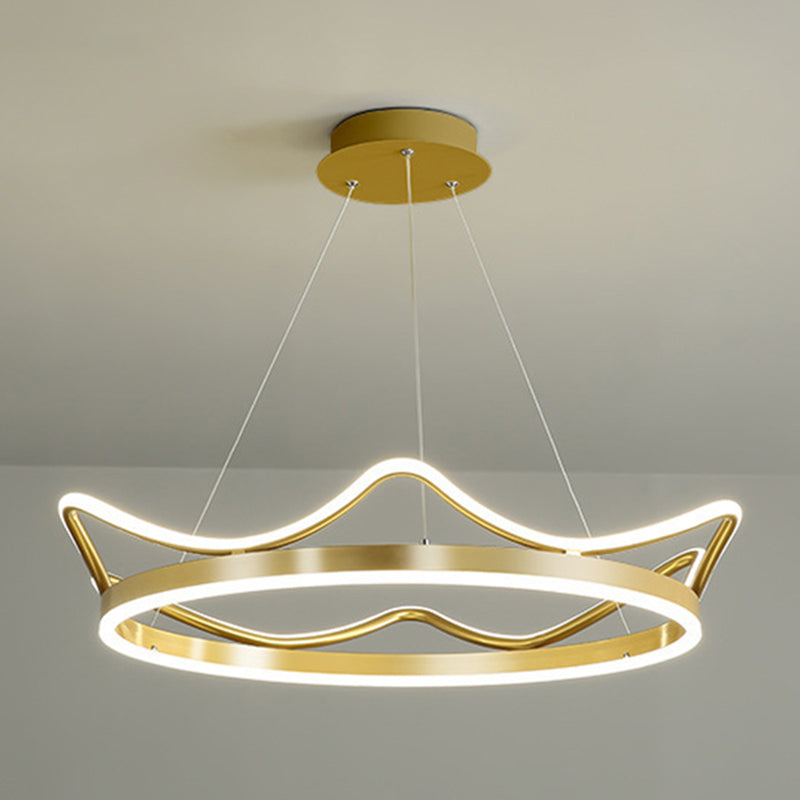 Ultra-modern Crown Pendant Lighting Fixtures Acrylic Hanging Lamp with Hanging Cord for Bedroom