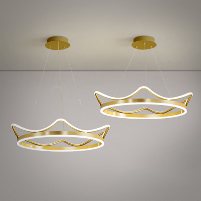 Ultra-modern Crown Pendant Lighting Fixtures Acrylic Hanging Lamp with Hanging Cord for Bedroom