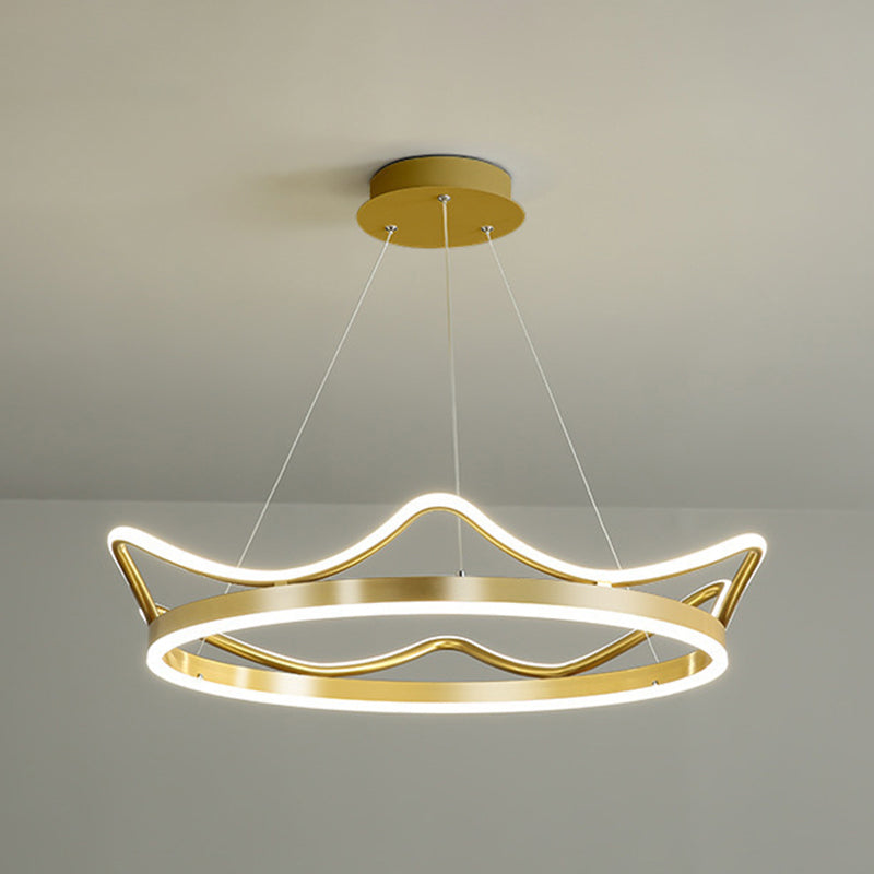 Ultra-modern Crown Pendant Lighting Fixtures Acrylic Hanging Lamp with Hanging Cord for Bedroom
