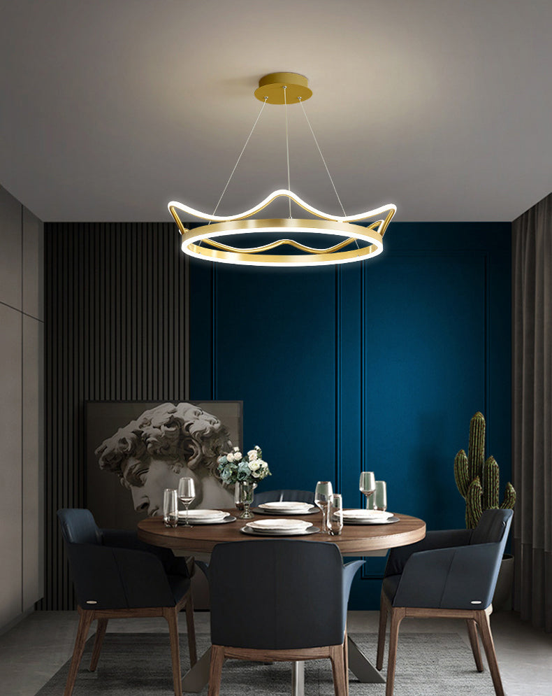 Ultra-modern Crown Pendant Lighting Fixtures Acrylic Hanging Lamp with Hanging Cord for Bedroom
