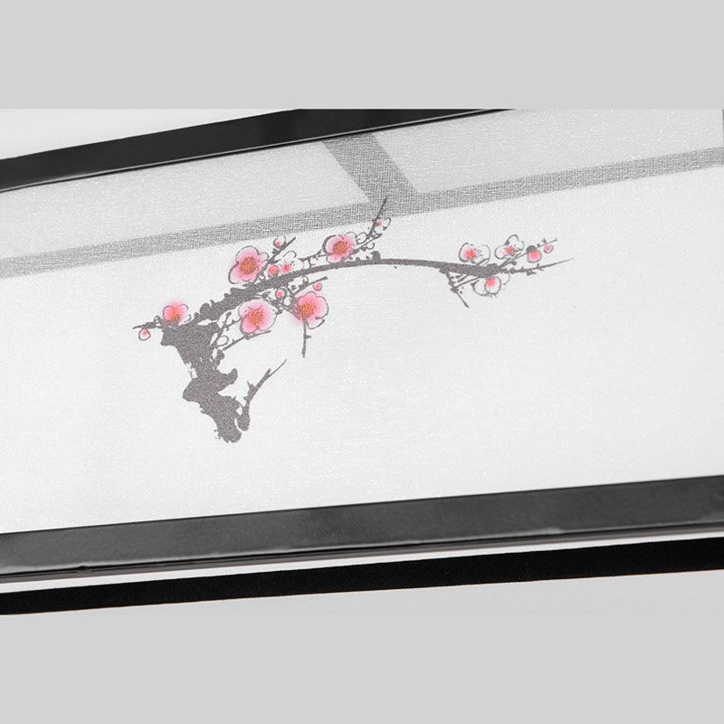 Brown Geometric Flush Mount in Traditional Artistic Style Wrought Iron Ceiling Light with Fabric Shade