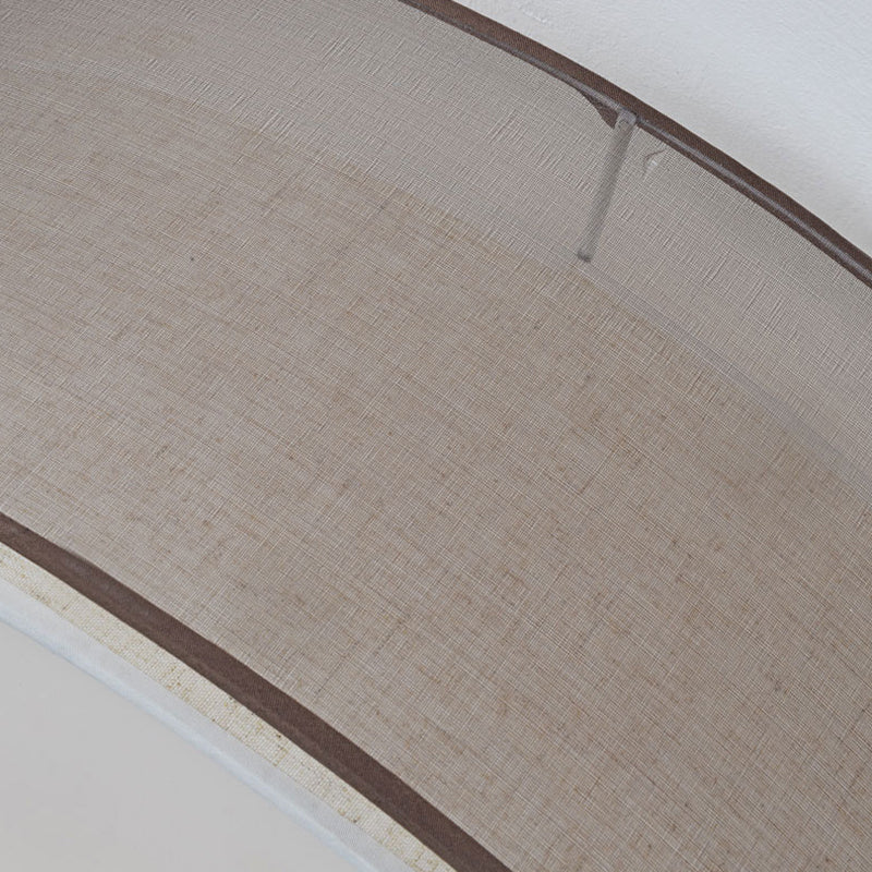 Brown Cylindrical Ceiling Light in Traditional Classic Style Wrought Iron Indoor Flush Mount with Flax Fabric Shade