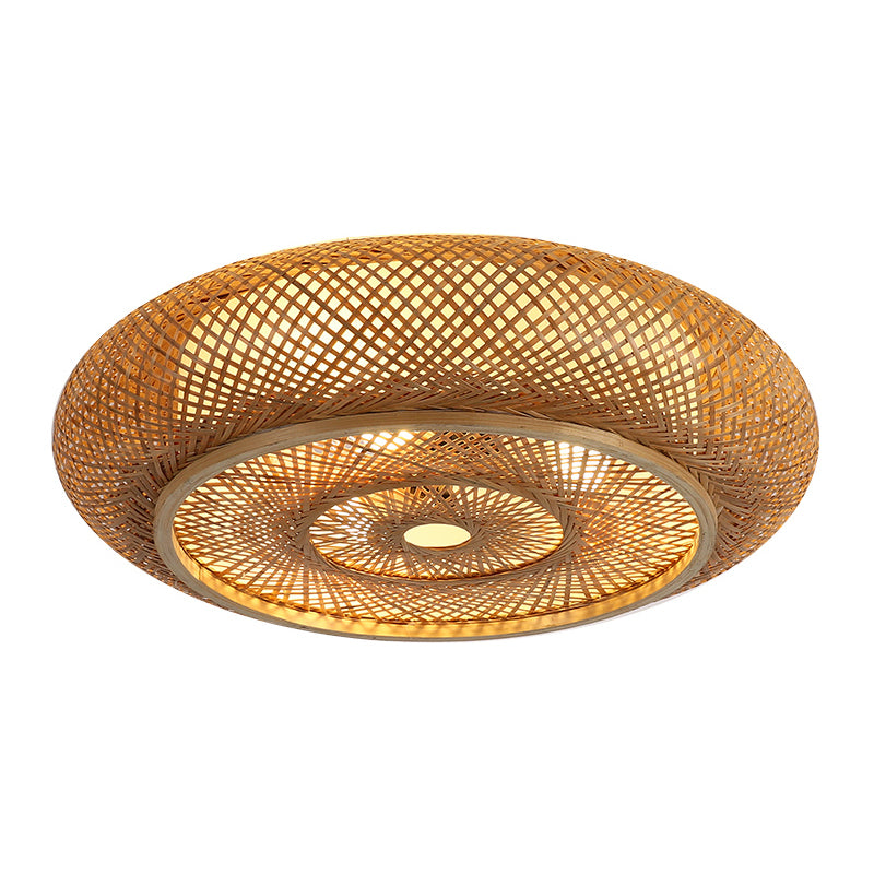 Plafonniers à montage encastré à tambour arrondi japonais plafonnier à montage encastré en bambou pour chambre à coucher