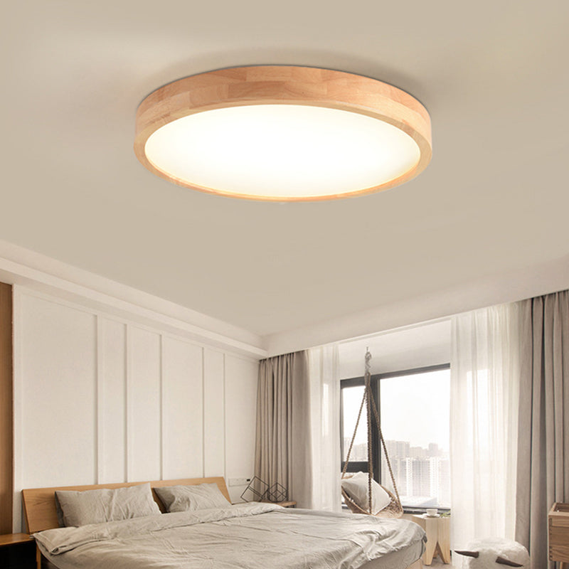 Ronde inbouwverlichtingsarmaturen Eenvoud Houten plafondverlichtingsarmaturen voor slaapkamer